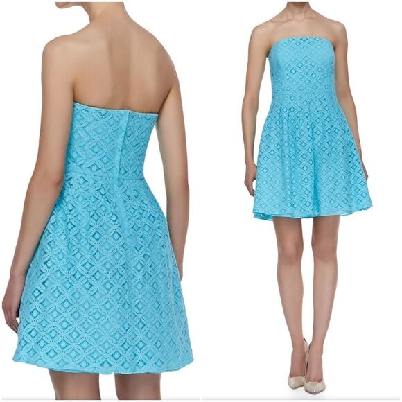 Lilly Pulitzer Dresses & Skirts - 🔹Lilly Pulitzer Turquoise Caitlin Lace Strapless Dress Size 6
